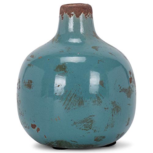 Creative Brands 47th & Main Rustic Ceramic Vase, Mini, Teal