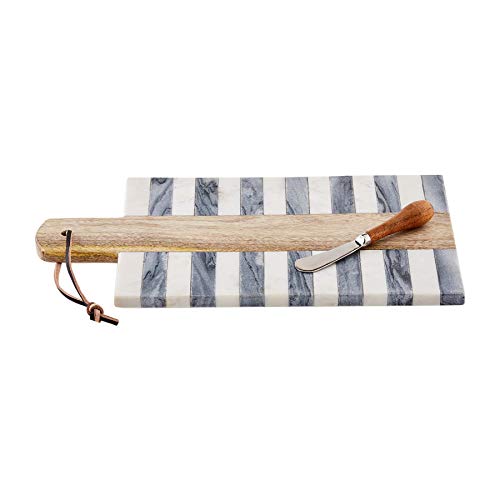 Mud Pie Striped Marble Paddle Serving Board, 15" x 8"