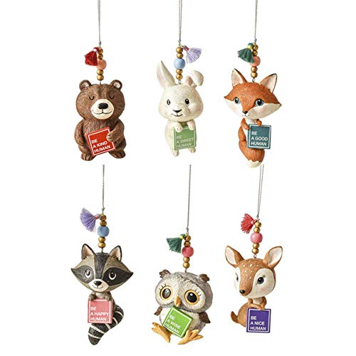 Ganz MX182352 Kindness Critter Text Ornaments, Set of 6, 4 Inches Height, Multicolor