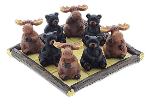 Lipco Resin Black Bear vs. Moose Tic-Tac-Toe Game Set with 5" Board