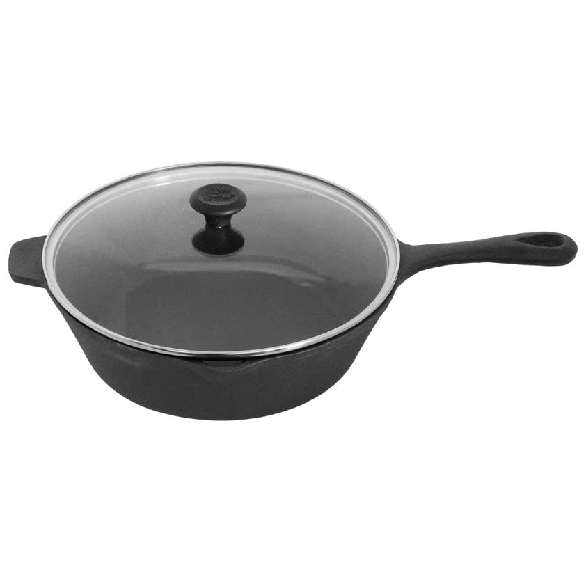Old Mountain Pre Seasoned 10110 5 Quart Deep Fry Skillet with Assist Handle and Lid, 12 Inch x 3 1/2 Inch