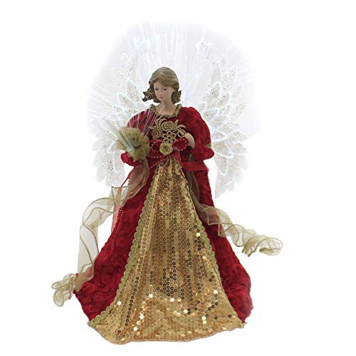 Kurt Adler Red and Gold Lighted Angel Tree Topper