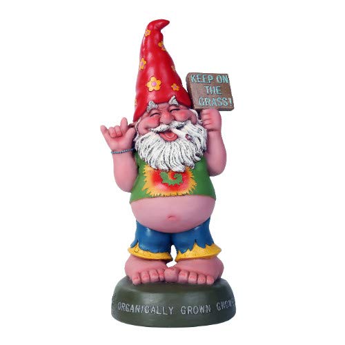 Pacific Trading Giftware Hippie Gnome Pot Smoking Keep On Grass Garden Gnome Statue 10H