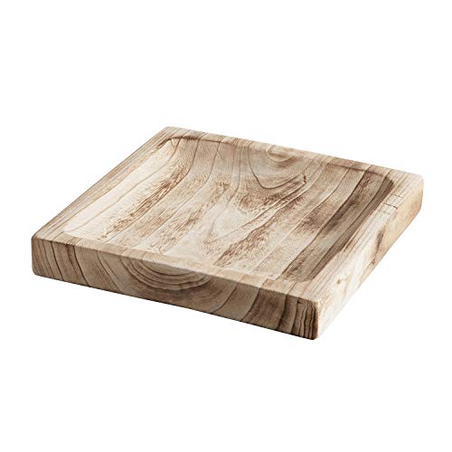 Creative Brands 47th & Main Paulownia Wood Decorative Tray, 11.25" Square, Natural