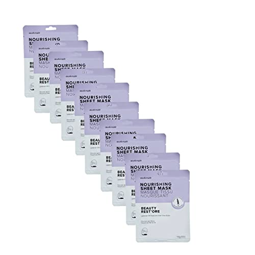 MaskerAide Beauty Rest‚Äö√Ñ√¥ore, Nourishing and Hydrating Lavender Face Mask with Lavender Oil, Hyaluronic Acid, Super Fruit Extracts, Allantoin & Adenosine, Nourish & Relax, Cruelty Free, Korean Skincare, 10 Pack