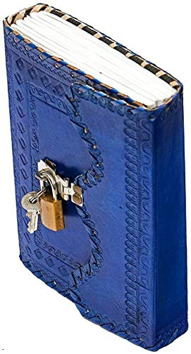 Tuzech Leather Journal Large Writing Notebook - Handmade Leather Bound Vintage Journal For Women and Men with Lock And Key Gift For Art Sketchbook, Travel Diary And Notebooks To Write In 7 by 5 Inches