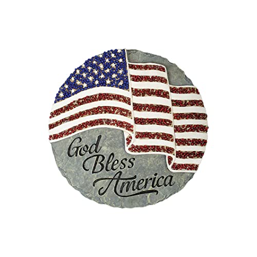 Carson 10129 God Bless America Beadworks Garden Stone, 9.25-inch Diameter
