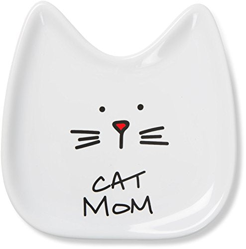 Pavilion Gift Company Blobby Cat, Cat Spoon Rest" Cat Mom", 5", White