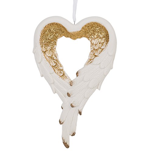 Roman Wrapped in Angel's Wings Heart Gilded Gold 4 x 6.5 Inch Porcelain Holiday Tree Ornament