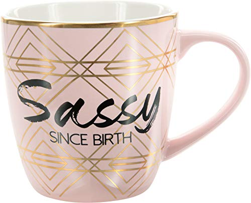 Pavilion Gift Company 12205 Sassy Since Birth-Pink & Gold 17oz Birthday Coffee Cup Mug, Pink