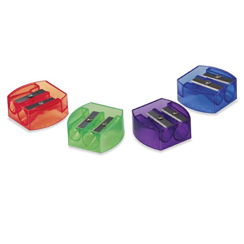 Pens Officemate Achieva Twin Pencil and Crayon Sharpener, Box of 12, Assorted Translucent Colors (30230)