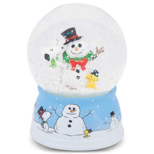 Roman 133797 Musical Dome Snoopy Woodstock Decorating Snowman Snow Globe, 5.5 inch, Multicolor