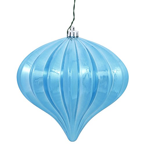Vickerman N151262DSV Plastic Onion Ornament with A Shiny Finish, 5.7" X 5.5", Sea Blue