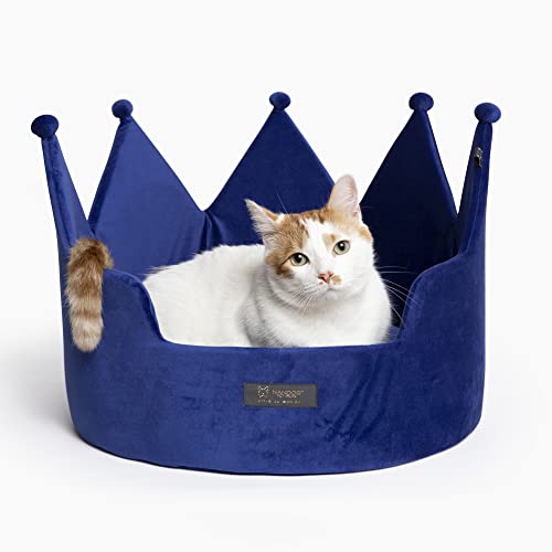 NANDOG PET Gear Crown Dog and Cat Bed Collection for Small Breeds - Made of Ultra Soft Micro-Plush Material (Royal Blue / Large)