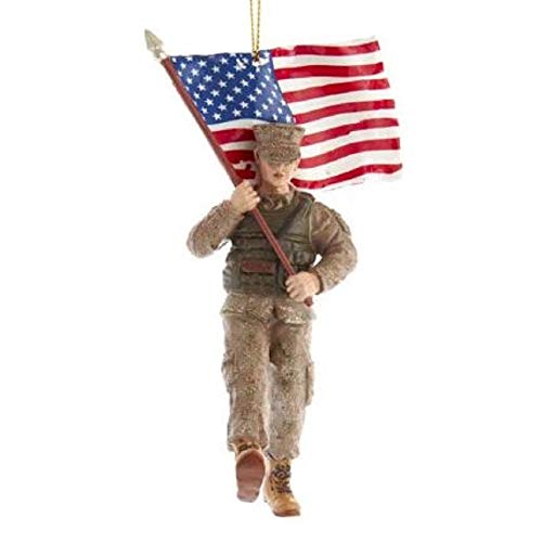 Kurt Adler U.S. Marine Corps Soldier Hanging Ornament, 5.75 inches Tall