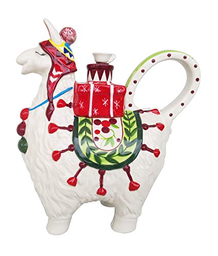 Blue Sky Ceramics Merry Llama Teapot, Multi (17766)