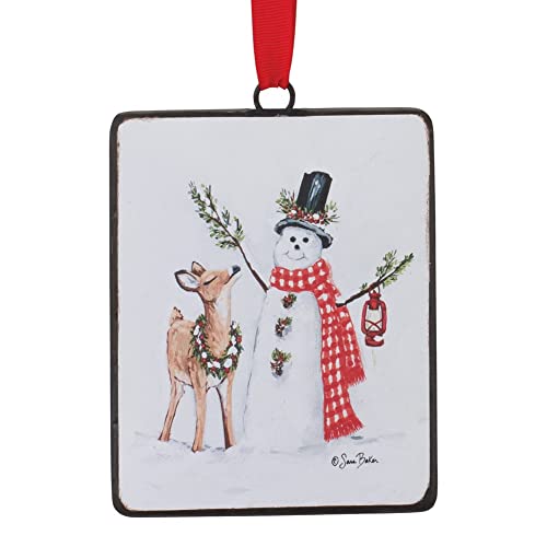 Melrose 86318 Snowman and Deer Ornament, 5.25-inch Height, Iron