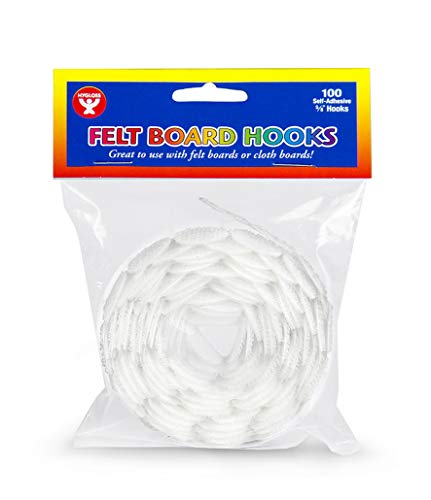 Hygloss Felt Board Hooks - Self Adhesive - Multiple Uses - Hook and Loop Backing - Hang Felt Objects, Characters and More - ‚Öù Inch Hook Coins - 1 Roll in Header Bag - 100 Qty.