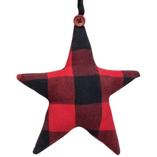 CWI Red Buffalo Check Fabric Star Ornament