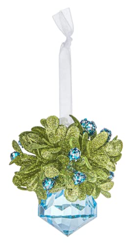 Ganz Winter Ice Teeny Mistletoe Jewel Ornament, Acrylic, 2.25 Inches Height, Blue