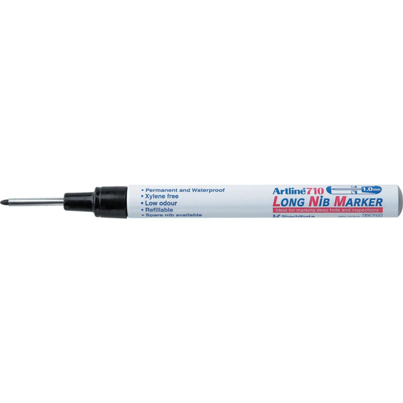 Artline Long Nib Markers, 1.0 mm Writing Width, Black, 12 Pack (EK-710)