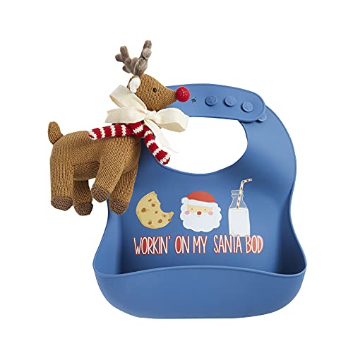 Mud Pie Santa Bod Bib And Rattle, 9-inch