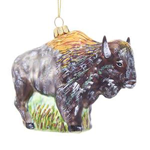 Kurt Adler Noble Gems Glass Buffalo Ornament, 3.5-Inch