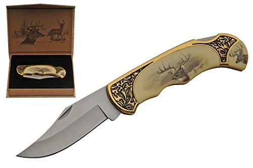 SZCO Supplies Deer Gift Box Folding Knife