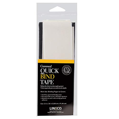 Lineco Quick Bind Book Repair Tape Acid-free Archival Book Binding Tape Cloth for Book Making, 2 X 36 inches, White (739-1202)