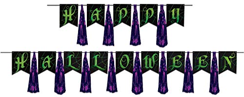 Beistle Tassel Streamer Happy Halloween Decoration, Spooky Banner, 13" x 6&