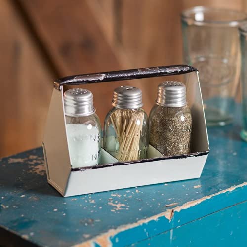 CTW Toolbox Salt Pepper and Toothpick Caddy White by Colonial TinWorks