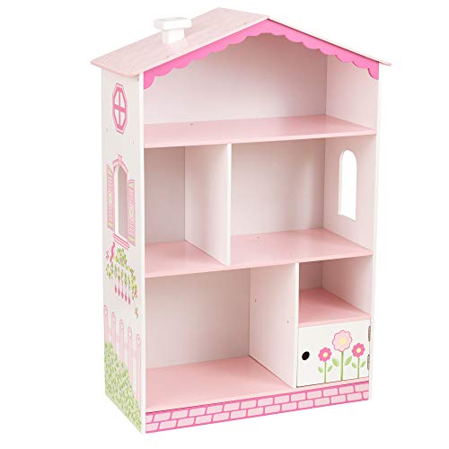 KidKraft Dollhouse Cottage Bookcase Wooden Children's Furniture with Shelves and Hidden Storage