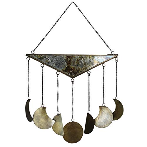 AREOhome HomArt 4387-0 Luna Wall Hanging, 13-inch Length, Brass and Leaded Glass