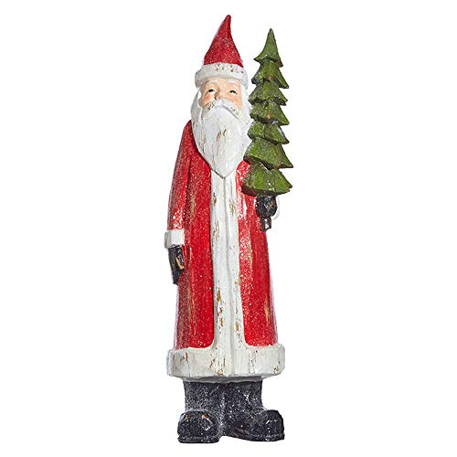 RAZ Imports Through The Woods 20.5" Carved Santa with Tree