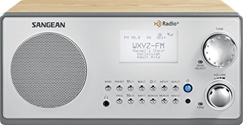 Sangean HDR-18 HD Radio/FM-Stereo/AM Wooden Cabinet Table Top Radio silver