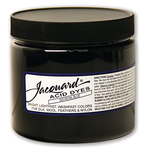 Jacquard Acid Dye for Wool, Silk and Other Protein Fibers, 8 Ounce Jar, Concentrated Powder, Royal Blue 625