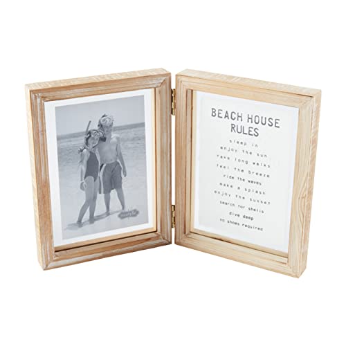 Mud Pie Beach Rules Hinge Frame, Brown, 8" x 12", Glass