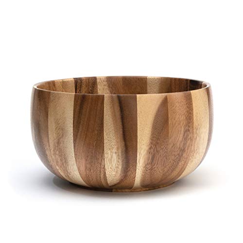 Lipper International 1269 Acacia Sunburst Salad Bowls for Two, with Natural Color