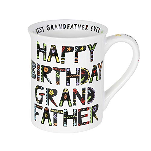 Enesco 6003676 Our Our Name is Mud Happy Birthday Grandfather Cuppa Doodle Coffee Mug, 16 oz, White