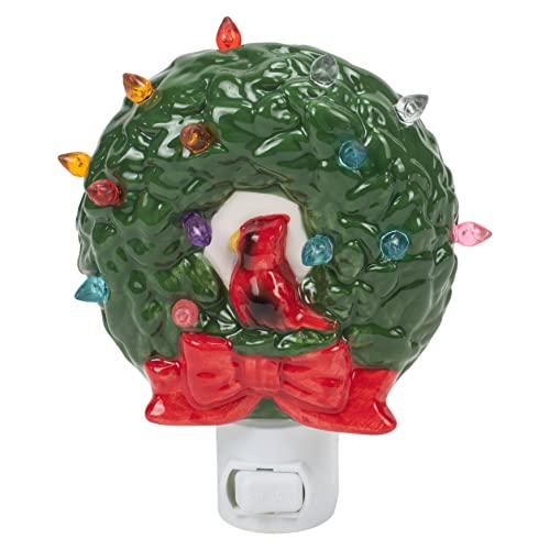 Ganz MX181443 Wreath with Cardinal Night-Light, 5.5 Inches Height, Multicolor