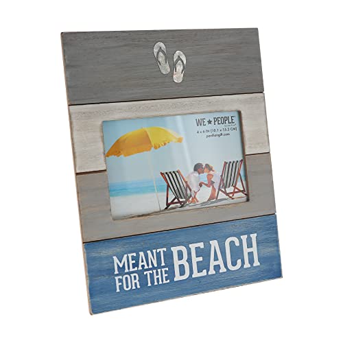 Pavilion - Meant For The Beach- Textured Gray White Washed Wooden Picture Frame (Holds 4 x 6 inch Photo), Beach House Decor, Sandals, 1 Count (Pack of 1), 7.75‚Äù x 10‚Äù