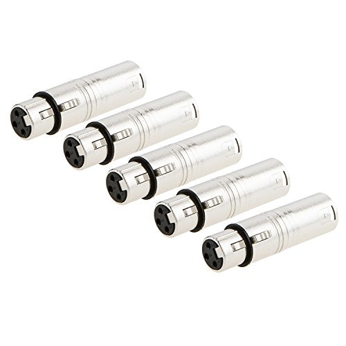 CableCreation [5-Pack XLR 3 Pin Female to XLR 3 Pin Male Adaptor, Silver