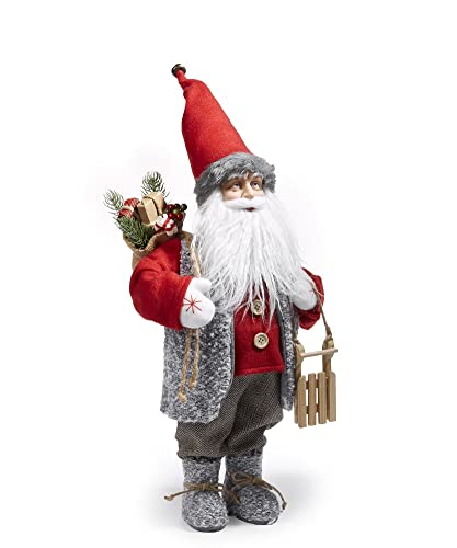 Giftcraft 682790 Christmas Standing Santa D√©cor, 18 inch, Polyester, Plastic, Polyvinyl Chloride, Medium Density Fiberboard