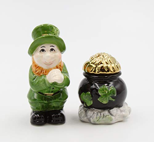 Cosmos Gifts Appletree Design Leprechaun with Pot of Gold Salt and Pepper Set, 2-3/8-Inch, 3-3/4-Inch