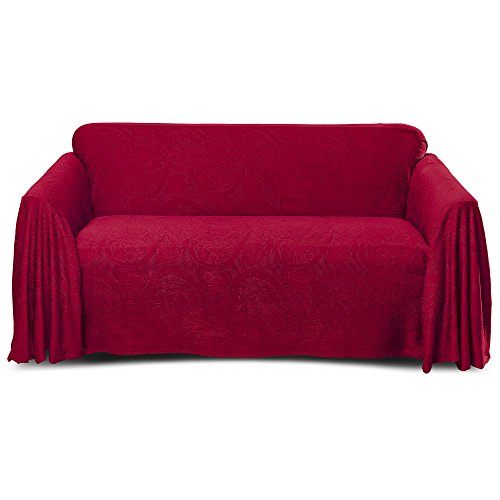 Belle Maison Stylemaster Alexandria Furniture Throw, Love SEAT, Burgundy