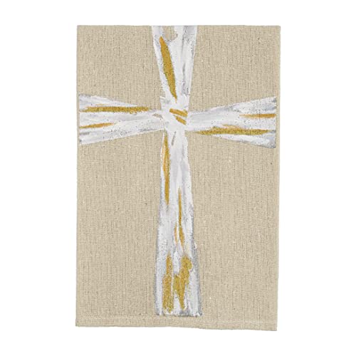 Mud Pie Faith Christmas Painted Towel, Cross, 21" x 14", Cotton