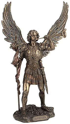 Unicorn Studio 13 Inch Archangel - Saint Gabriel with Horn Cold Cast Bronze Figurine