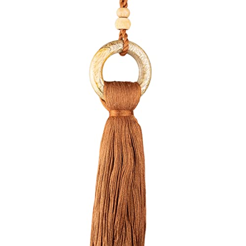 Foreside Home & Garden Hoop Top Orange Tassel Cotton & Wood