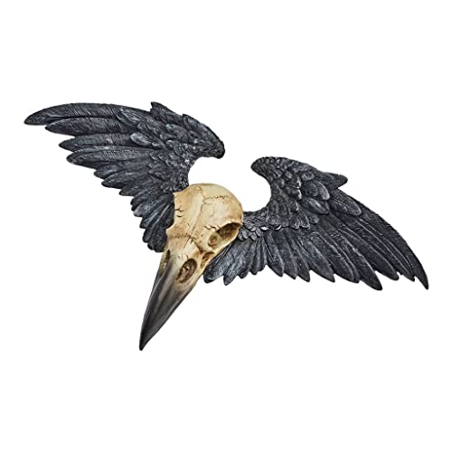 Pacific Trading Giftware Ravenger Winged Raven Skull Resin Wall Plaque