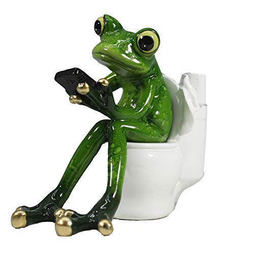 Comfy Hour Farmhouse Home Decor Collection Resin 5" Frog On Close Stool Desktop Decoration, Polyresin